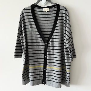 SHAE Cashmere Cotton Blend Cardigan Sweater Stripe R